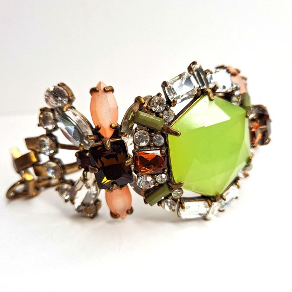 Jewelmint Green Crystal Statement Bracelet 7" - Picture 4 of 6